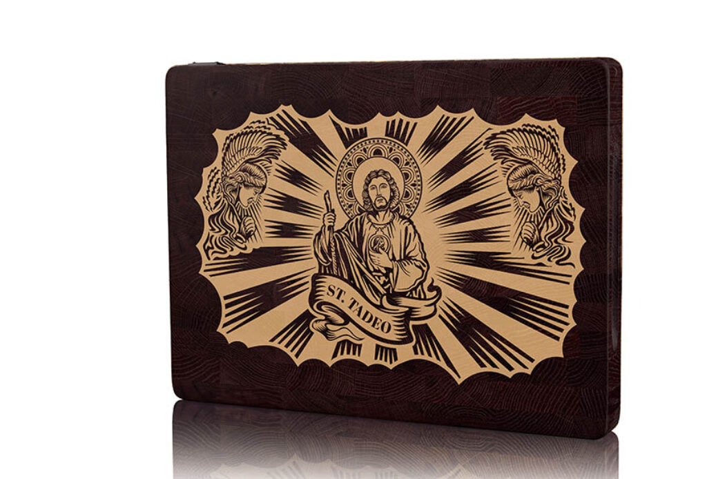 Divine Harmony. St. Thaddeus and Angels Cutting Board