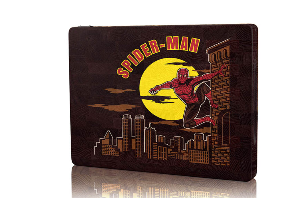 Spider-Man Cityscape on Cutting Board