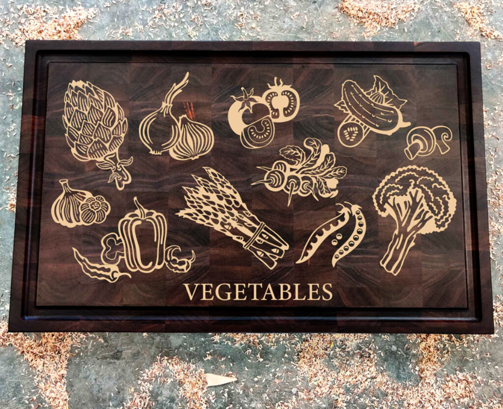 Harvest Harmony: Vegetable Medley Inlay Cutting Board