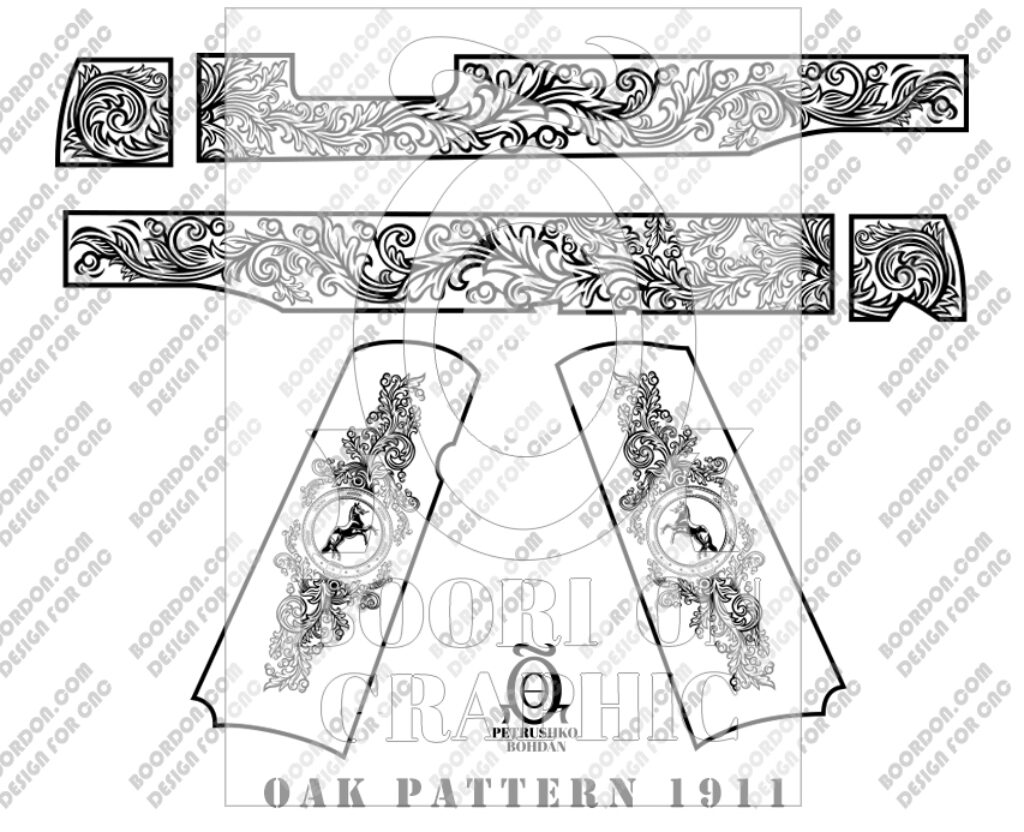 Oak Ornament Colt 1911 Design