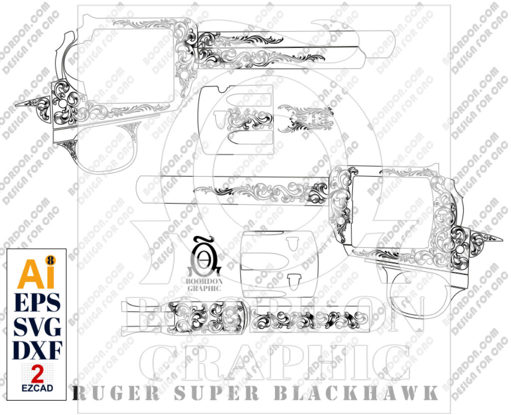 Custom Curly Floral Pattern for Ruger Super Blackhawk Commander