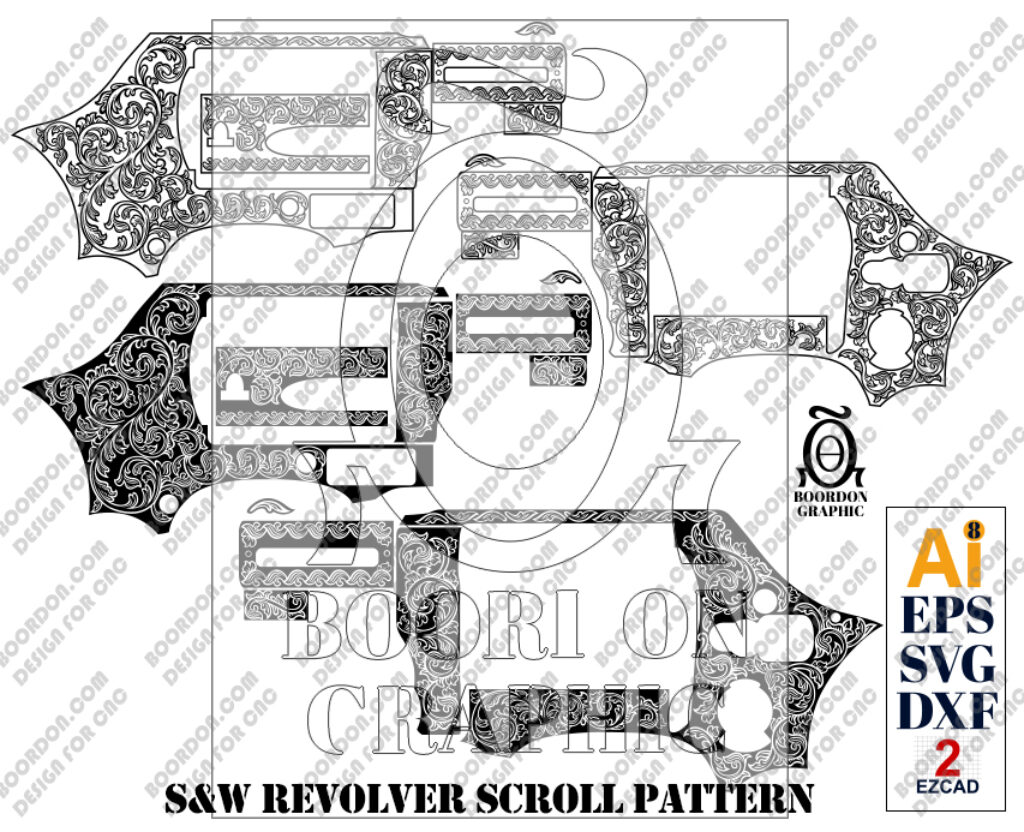 Scroll Floral Pattern Engraving Design for Smith & Wesson Revolver