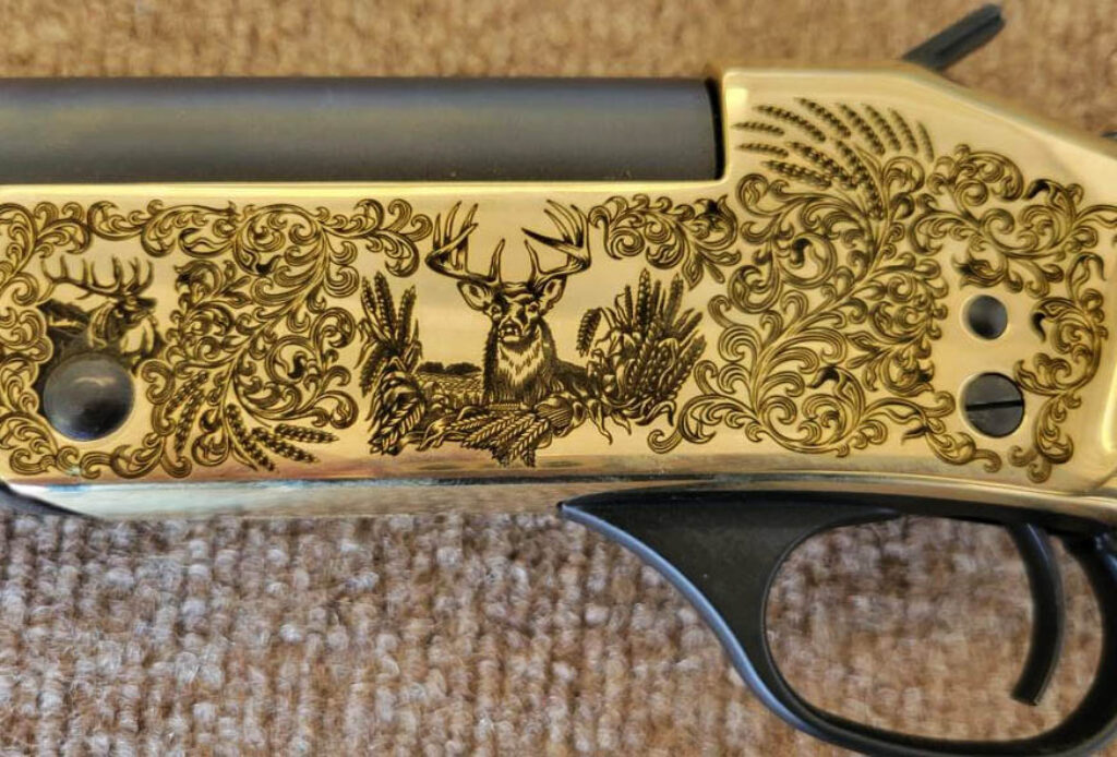 Corn and Pheasant with Wheat and Deer Engraving Design for Hunting Shotgun