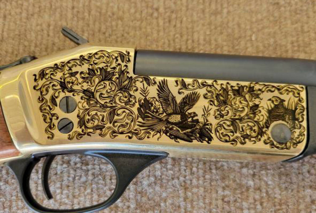 Corn and Pheasant with Wheat and Deer Engraving Design for Hunting Shotgun