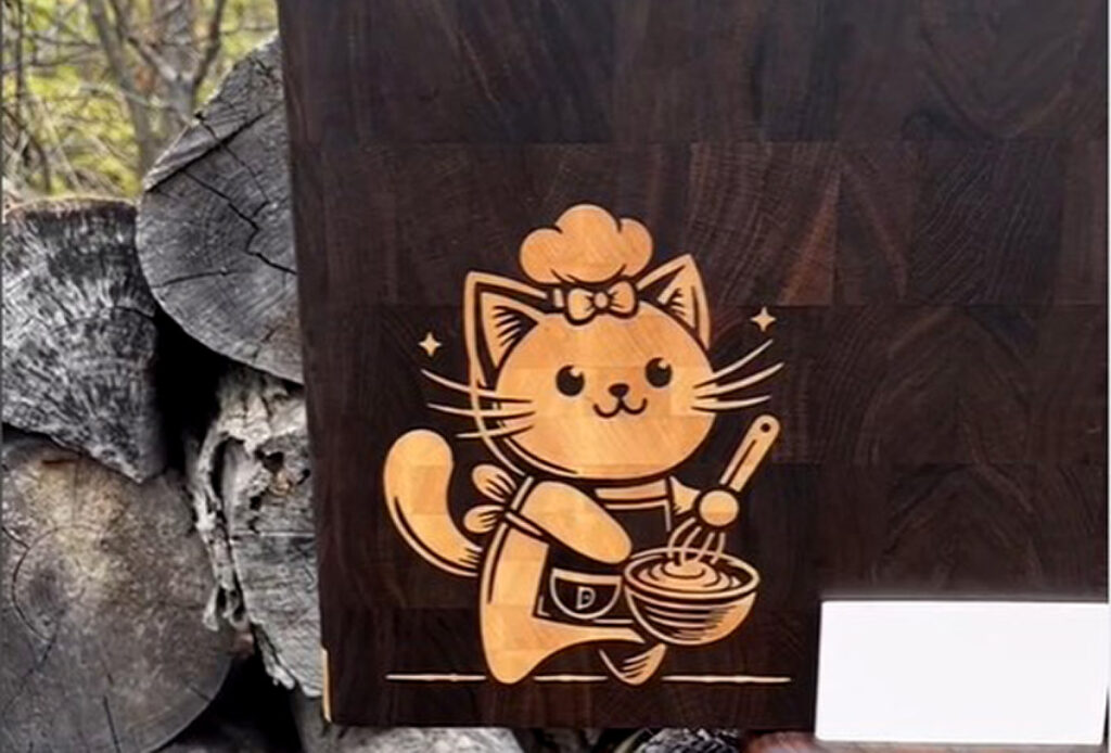 Chef Kitten Engraving Design